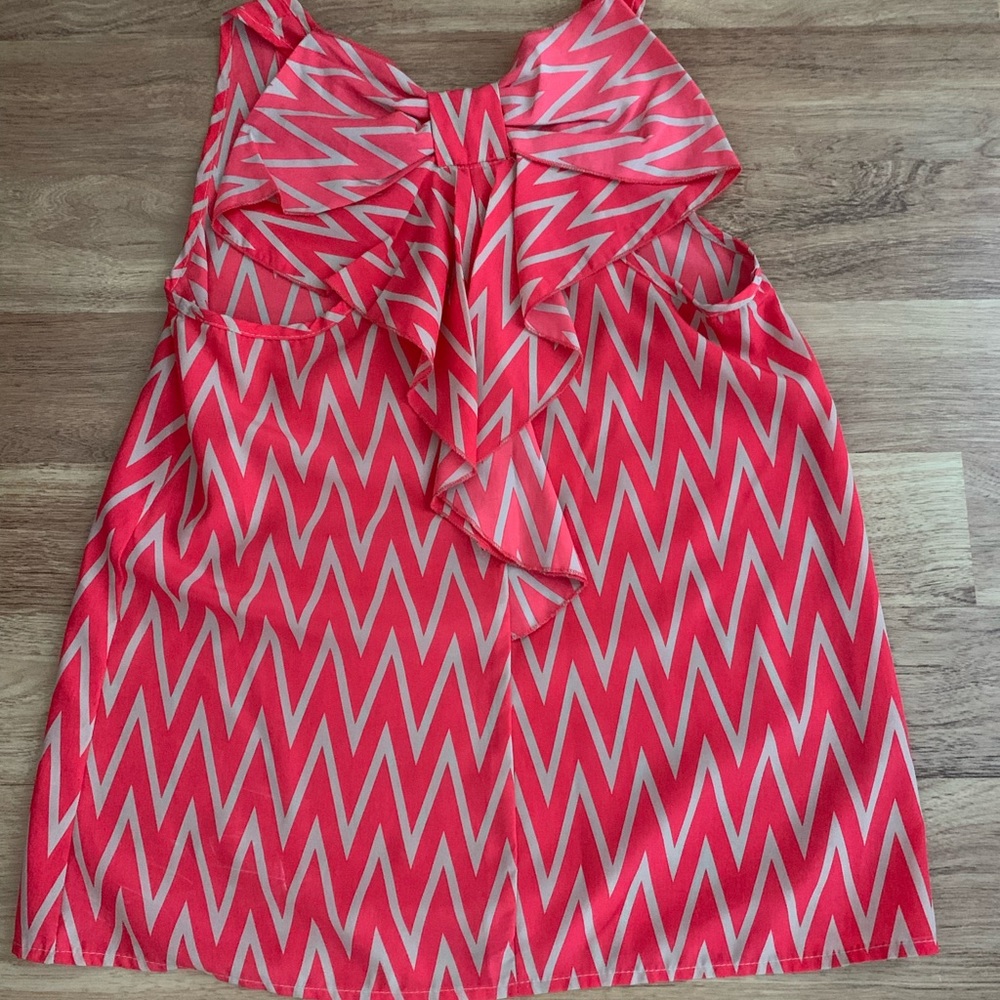 Chevron Sleeveless Top with Bow
